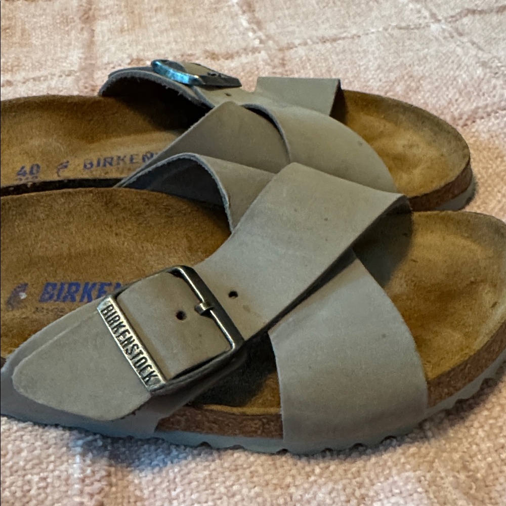 Birkenstock Gray Slide Sandals - Picture 2 of 3